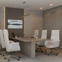 Ver imagem 4 de Kit com 8 Cadeiras Office Diretor com Revestimento Couro e Base em Aço Cromado Valencia Nude/Cinza