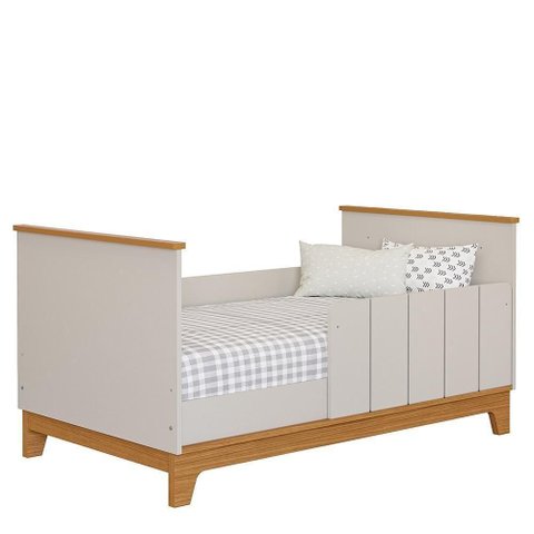 Jogo de Quarto Infantil Biscoito Cômoda 6 Gavetas e Berço Off White/Nature - Permóbili Baby Off