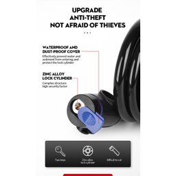 Cadeado Corrente Aço Trava Flexível para Moto Bike Bicicleta Com 2 Chaves + Suporte - 6