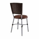 Ver imagem 2 de Conjunto 2 Cadeiras de Jantar Junco Sintético Café Assento Estofado e Base Marrom/Cromado