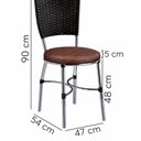 Ver imagem 4 de Conjunto 2 Cadeiras de Jantar Junco Sintético Café Assento Estofado e Base Marrom/Cromado