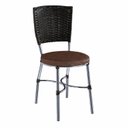 Ver imagem 5 de Conjunto 2 Cadeiras de Jantar Junco Sintético Café Assento Estofado e Base Marrom/Cromado