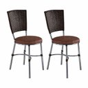 Ver imagem 1 de Conjunto 2 Cadeiras de Jantar Junco Sintético Café Assento Estofado e Base Marrom/Cromado