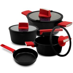 Jogo de Panelas Cerâmica Antiaderente Optimum Preto 7 Peças