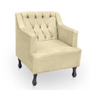 Ver imagem 4 de Kit 2 Poltronas para Sala de Estar Clássica Confortável e Reforçada Suede Elizabeth:bege