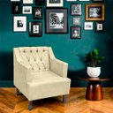 Ver imagem 2 de Kit 2 Poltronas para Sala de Estar Clássica Confortável e Reforçada Suede Elizabeth:bege