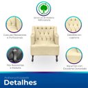 Ver imagem 3 de Kit 2 Poltronas para Sala de Estar Clássica Confortável e Reforçada Suede Elizabeth:bege