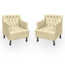 Ver imagem 1 de Kit 2 Poltronas para Sala de Estar Clássica Confortável e Reforçada Suede Elizabeth:bege