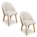 Ver imagem 1 de Kit 02 Cadeiras Jantar Bela Linho Bege Pés Palito Castanho - Pallazio