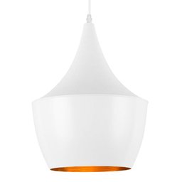 Luminária pendente Tom Dixon Fat - Balão - Branco com interior cobre - 1