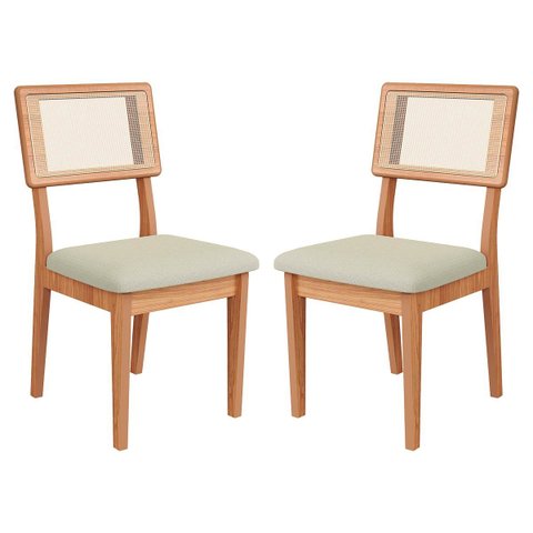 Kit 2 Cadeiras Estofadas com Encosto de Tela 100% Mdf Freijó em 100% Mdf Cesare Escuro Dalla Costa