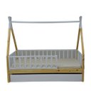 Ver imagem 1 de Bicama Solteiro Cabana Montessoriana Madeira Maciça Pinus - Verniz Incolor + Branco - Grade Vertical