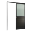Ver imagem 1 de Porta de Correr Suspensa Meia Lambril Meia Vidro Esq L.25 Preta 210x90 Brimak