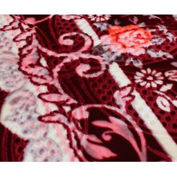 Tapete Aveludado 3D Estampado Floral Vinho 2,00Mx2,50M - Têxtil Design - 2