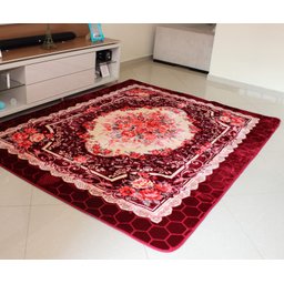 Tapete Aveludado 3D Estampado Floral Vinho 2,00Mx2,50M - Têxtil Design - 1