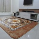 Ver imagem 1 de Tapete Aveludado 3D Estampado Floral Bege 2,00Mx2,50M - Têxtil Design