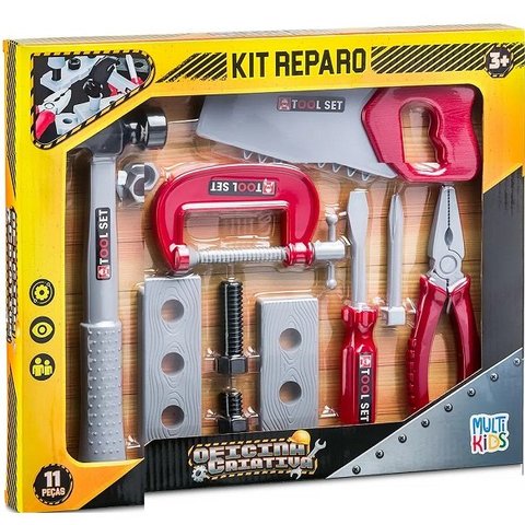 Conjunto Ferramentas Oficina Criativa KIT Reparo 11 Peças Multikids BR1829