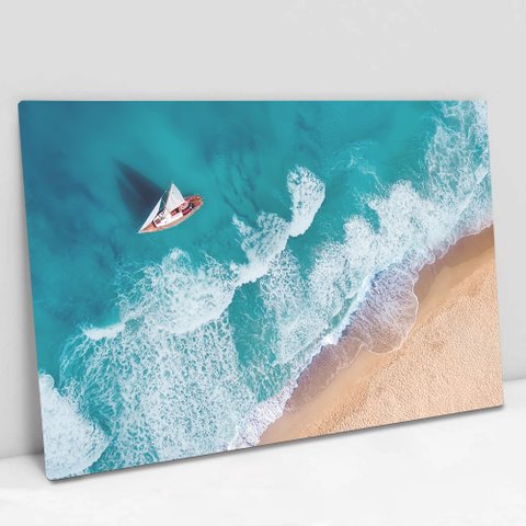 Quadro Decorativo em Canvas Praia TaColado Moldura Madeira 120 x 80cm