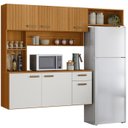 Ver imagem 1 de Cozinha Suspensa 6 Portas 180 Cm Una Freijo Off White Ripado Pln