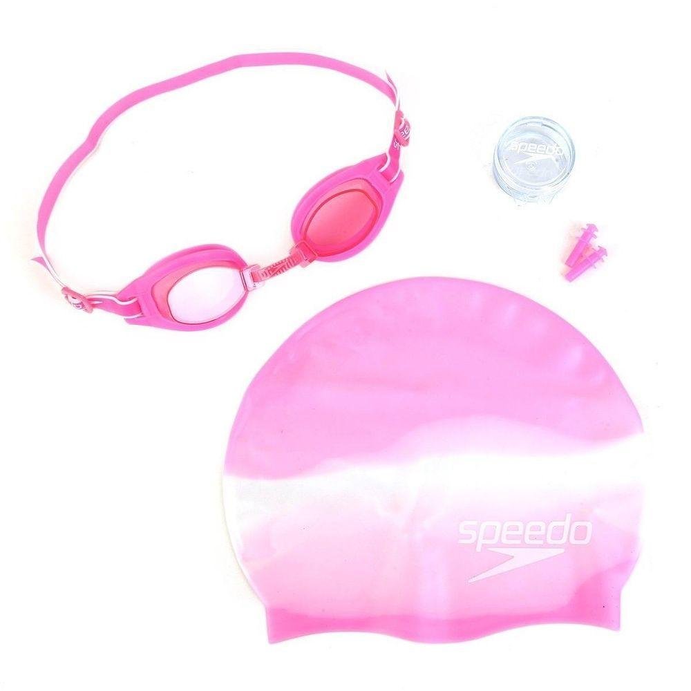 Kit de Natação com Óculos, Touca e Proteção de Ouvido Rosa - 1