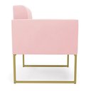 Ver imagem 2 de Kit 1 Sofá Namoradeira e 1 Poltrona Elisa Suede Rosa Bebê Base Metálica Industrial Dourada - D'