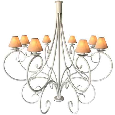 Lustre Provençal com Cúpulas Rústicas de Algodão p/ Casa Alto Padrão - Branco