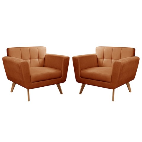 Conjunto 2 Poltronas Bruna Estilo Living Moderna Decoração Sala Recepção