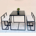 Ver imagem 1 de Conjunto Mesa 4 Cadeiras Pequena Estofado Branco Industrial Black Box