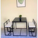 Ver imagem 3 de Conjunto Mesa 4 Cadeiras Pequena Estofado Branco Industrial Black Box
