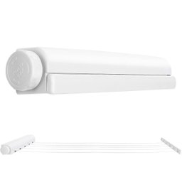 Varal Retratil Automatico de Parede 5 Cordas Extensivel Ajustavel 6 Ganchos Secador de Roupa Casa Ap - 17