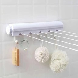 Varal Retratil Automatico de Parede 5 Cordas Extensivel Ajustavel 6 Ganchos Secador de Roupa Casa Ap - 2