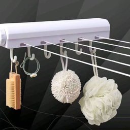 Varal Retratil Automatico de Parede 5 Cordas Extensivel Ajustavel 6 Ganchos Secador de Roupa Casa Ap - 11