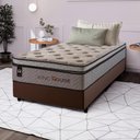 Ver imagem 1 de Conjunto Cama Box Solteirão c/ Molas Ensacadas Liverpool Marrom 96x203x73