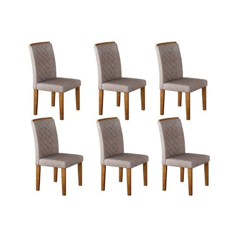 Conjunto: Mesa Sala Jantar Jade Kit 6 Un Imbuia/animale Chocolate - Rufato
