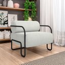 Ver imagem 1 de Poltrona Decorativa Sala de Estar Polatsk Base Industrial de Ferro Bouclê Cinza Claro G33