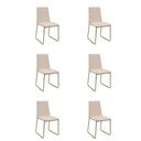 Ver imagem 1 de Kit 6 Cadeiras de Jantar Cozinha Industrial Lexa Veludo - Élpis Móveis - Bege - Dourada