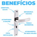 Ver imagem 4 de Fechadura para Porta Interna Aço Inox Polido Cromado + Dobradiças Aço Zincado Pino Bola