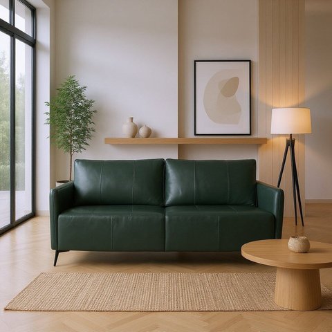 Sofá de Couro Legítimo 180cm Porto Rico