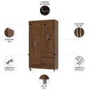 Ver imagem 4 de Guarda Roupa Solteiro 103cm 4 Portas Mayra Imbuia Rústico V02 - Mpozenato