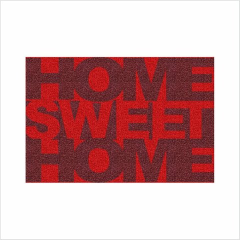 TAPETE HOME SWEET MEDIDA PORTA DECORAÇÃO COR VERMELHO.