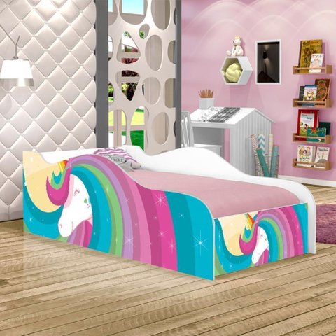 Cama Fun Unicórnio Arco Solteiro com Colchão