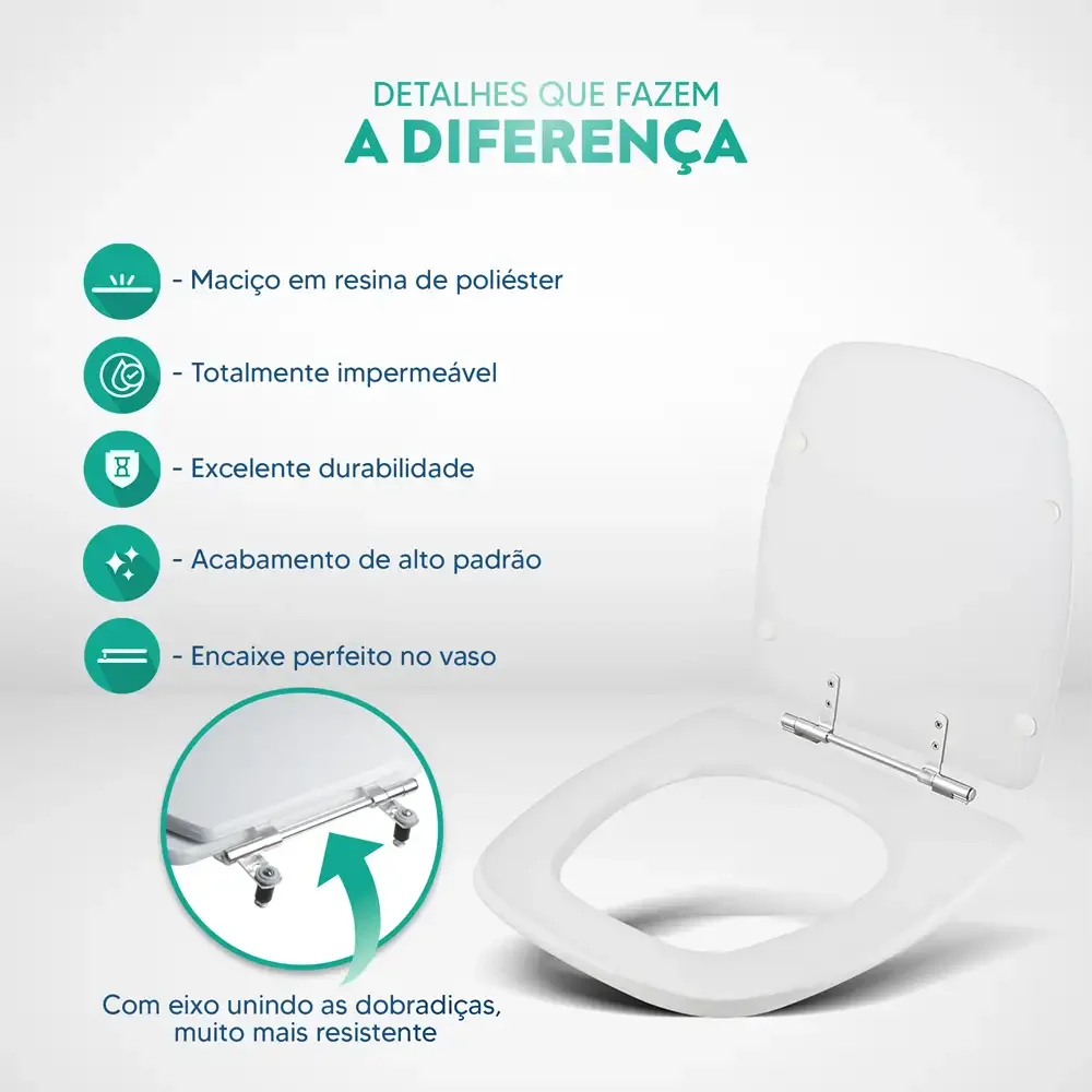 Assento Sanitário Poliester Angra Bege Claro para vaso Logasa - 3