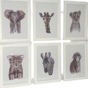 Ver imagem 1 de Quadro Infantil Safari 6 Un A4 Vidro e Pendurador