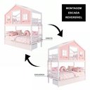Ver imagem 5 de Beliche Infantil Casinha Dos Sonhos com Varanda 02 Gavetas Madeira Maciça Rosa/ Branco Megamobilia