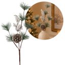 Ver imagem 1 de Galho Natalino Folhagens com Pinha e Berries Branco Nevado 46cm Decorativo - Magizi