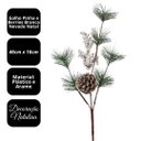 Ver imagem 4 de Galho Natalino Folhagens com Pinha e Berries Branco Nevado 46cm Decorativo - Magizi