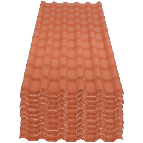 Kit com 10 Telha PVC Plan Cerâmica 2,42 Metros X 88cm com 6 Ondas Terracota - P3010021 - Afort