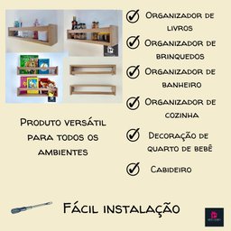 Kit 2 Prateleira de Banheiro Nicho Organizador para Lavabo Cozinha Quarto MDF Madeira 55cm - 3