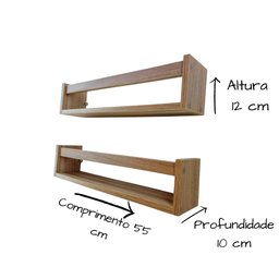 Kit 2 Prateleira de Banheiro Nicho Organizador para Lavabo Cozinha Quarto MDF Madeira 55cm - 4