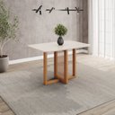 Ver imagem 1 de Mesa de Jantar 4 Lugares 120cm Tampo MDF e Vidro Canto Arredondado Natalí